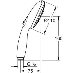 Pommeau de douche - GROHE Vitalio Start 110 26031001 - 3 jets (Pluie/Stimulan...