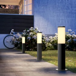 Lampadaire extérieur sur poteau - UTRECHT - Poteau anthracite - 1x20