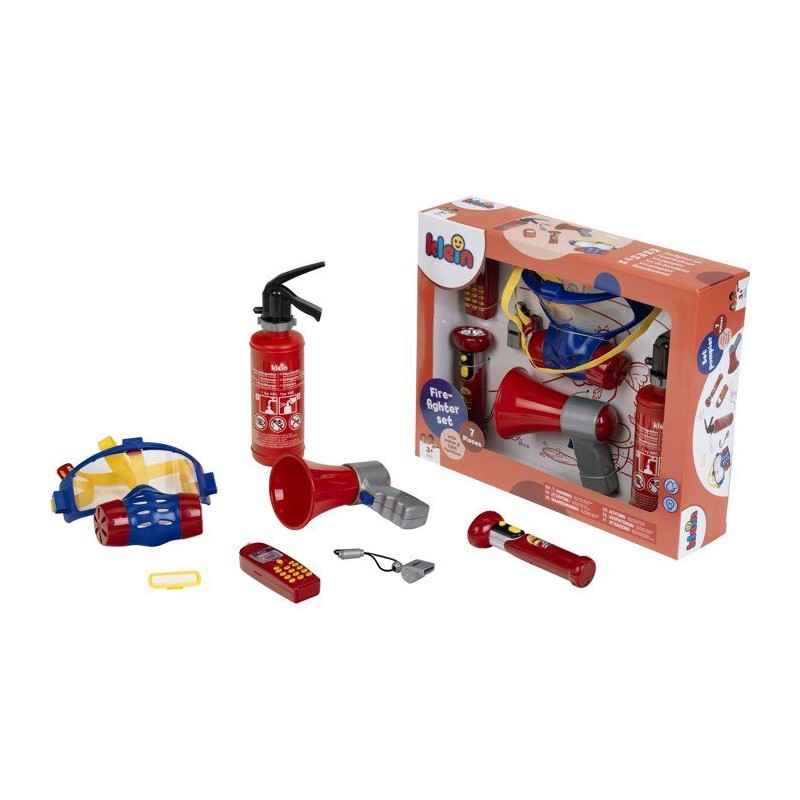 Set de pompier KLEIN avec masque a gaz et 7 pieces