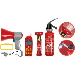 Set de pompier KLEIN avec masque a gaz et 7 pieces