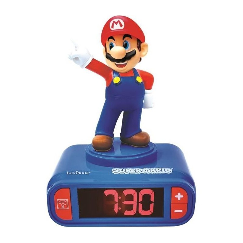 LEXIBOOK - Réveil veilleuse Super Mario - Sons et mélodies, écran LCD rétro-é...