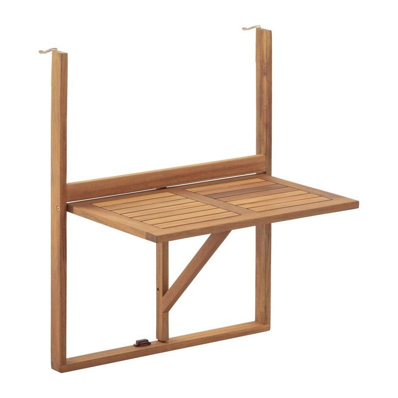 Table de balcon suspendue - LILOU - Bois d'acacia FSC - Pliable - 64 x 43 x 8...