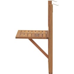 Table de balcon suspendue - LILOU - Bois d'acacia FSC - Pliable - 64 x 43 x 8...