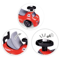 Smoby - Porteur enfant 2 en 1 - Auto Rouge - Coffre sous la selle + klaxon - ...