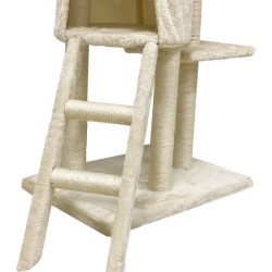 JIPSY Arbre a chat beige 79 x 34 x 138 cm - 3 plateformes, 1 perchoir, 1 nich...