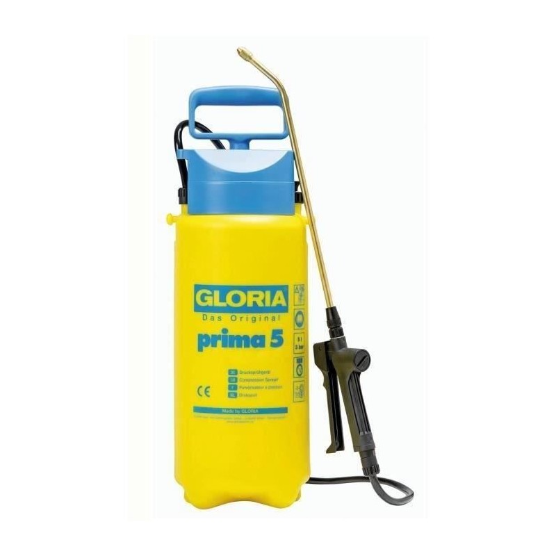 Pulvérisateur a pression - GLORIA - Prima 5 - 5L - Jaune et bleu - Avec lance...