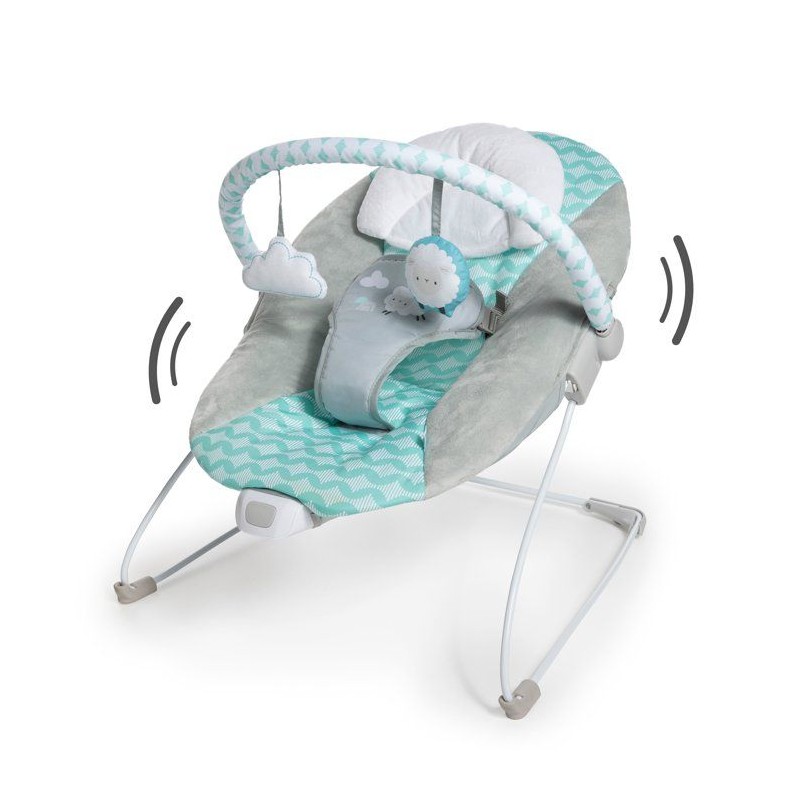 INGENUITY Transat bébé Nuages, Vibrations apaisantes, Arche d'éveil avec 2 pe...
