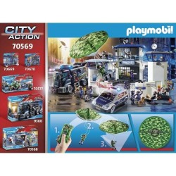 PLAYMOBIL 70569 Hélicoptere de police et parachutiste, City Action, Les Polic...