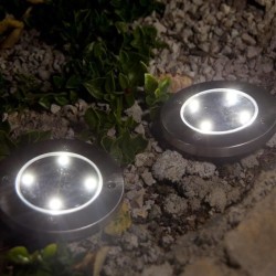 Lot de 8 spots solaires ronds inox encastrable ou a piquer - LUMISKY - DECKY ...