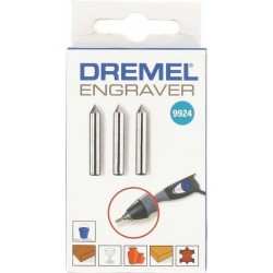 Lot de 3 Pointes Carbure DREMEL 9924 (Gravure sur Bois, Métaux, Plastiques po...