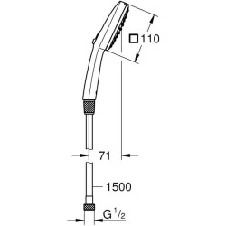 Ensemble flexible et pommeau de douche 2 jets - GROHE Vitalio Comfort 110 269...