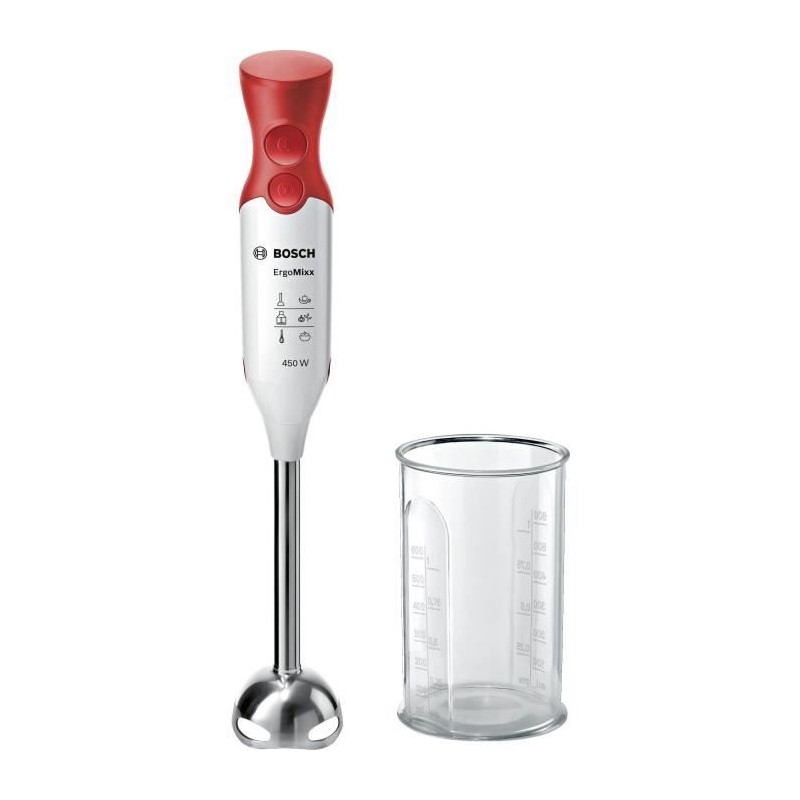 Mixeur plongeant BOSCH ErgoMixx MSM64110 - 450W - Pied inox - 4 lames aiguisé...
