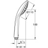 Douchette 1 jet - GROHE - Vitalio Joy 110 - EcoJoy - StarLight Chrome - Inner...