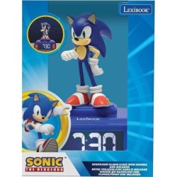 LEXIBOOK - Réveil veilleuse Sonic - Sons et mélodies, écran LCD rétro-éclairé...