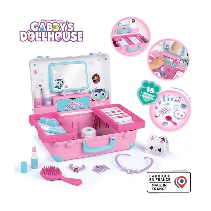 Smoby - Gabby et la Maison Magique - Valise beauté  facile a transporter - 13...