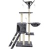 JIPSY Arbre a chat gris 79 x 34 x 138 cm - 3 plateformes, 1 perchoir, 1 niche...