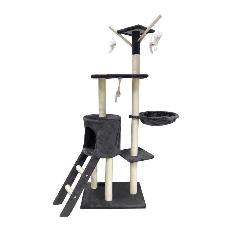 JIPSY Arbre a chat gris foncé  79 x 34 x 138 cm - 3 plateformes, 1 perchoir, ...