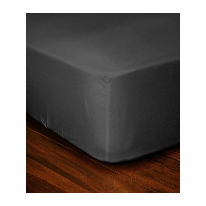 LOVELY HOME Drap Housse 100% coton 90x190x30 cm gris foncé