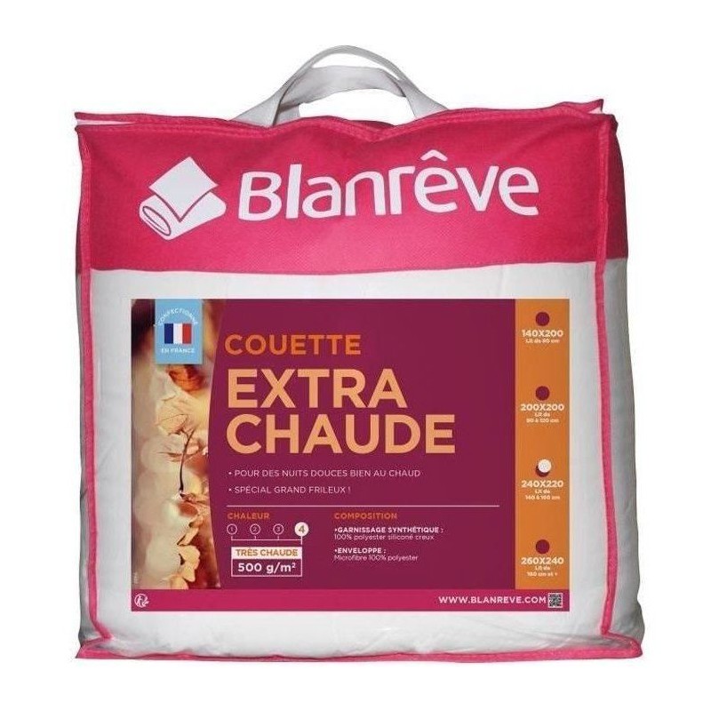 BLANREVE Couette extra chaude en microfibre - 220 x 240 cm - Blanc