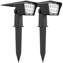 Lot de 2 spots solaires projecteur 2 en 1 a piquer ou a fixer - LUMISKY - CUR...