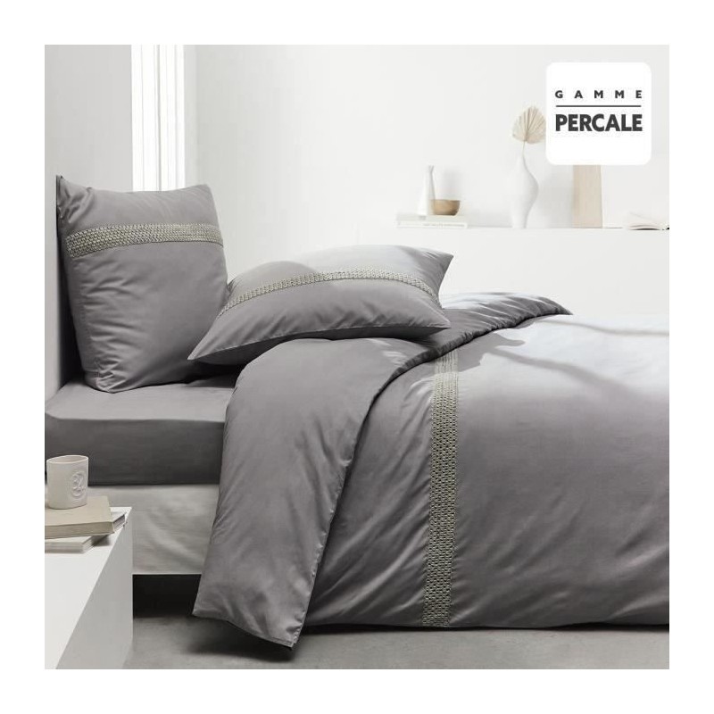 Housse de couette Maison Lefebvre HC Macrame Coton Percale 220x240 cm + 2 TO ...