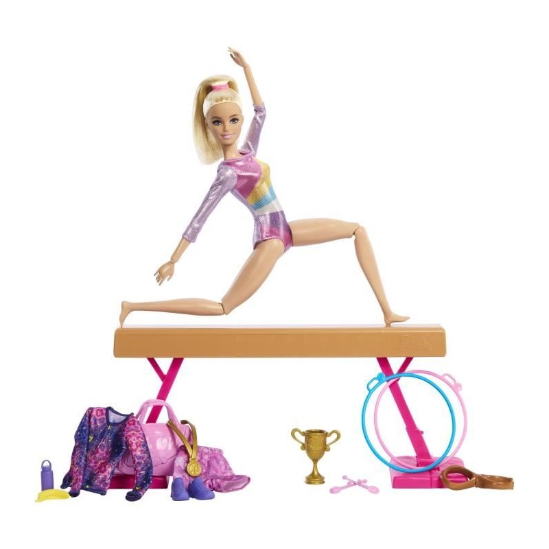 Barbie Gymnastique Coffret avec poupée et plus de 10 accessoires HRG52