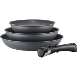 Set de 3 poeles - ARTHUR MARTIN AM521GM - Gris Mat 20-24-28 cm + 1 poignée am...