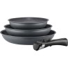 Set de 3 poeles - ARTHUR MARTIN AM521GM - Gris Mat 20-24-28 cm + 1 poignée am...