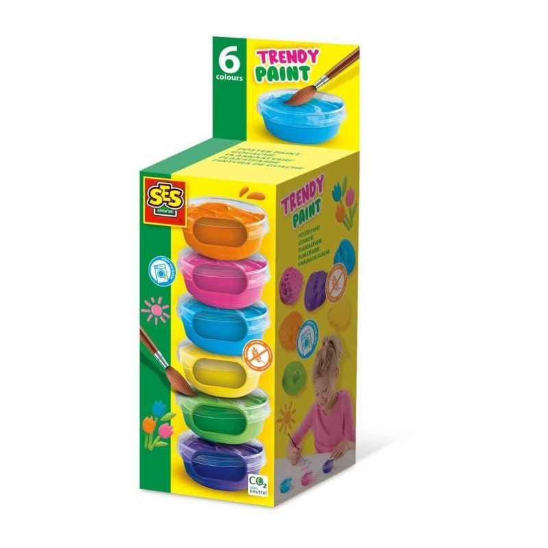 Gouache trendy (6x45ml) - SES CREATIVE - Couleurs vives et opaques, 6