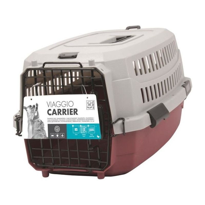 M-PETS Caisse de transport Viaggio Carrier S - 58,4x38,7x33cm - Bordeaux et g...