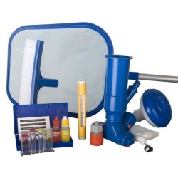 GRE - Kit de nettoyage piscine 7 pieces - trousse d'analyse, 1 brosse, 1 épui...