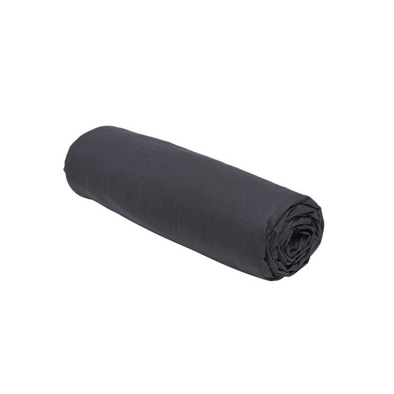 Drap housse TODAY Essential - 90 x 190 cm - 1 personne - 100% Coton uni - Fusain