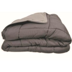 CALGARY - Couette Chaude Microfibre 400gr/m² - Gris & Argent - 220 x 240 cm