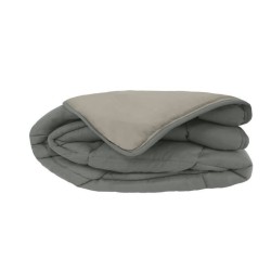CALGARY - Couette Chaude Microfibre 400gr/m² - Gris & Argent - 220 x 240 cm