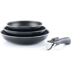 Set de 3 poeles - ARTHUR MARTIN - AM130 - noir - Tous feux dont induction - 2...