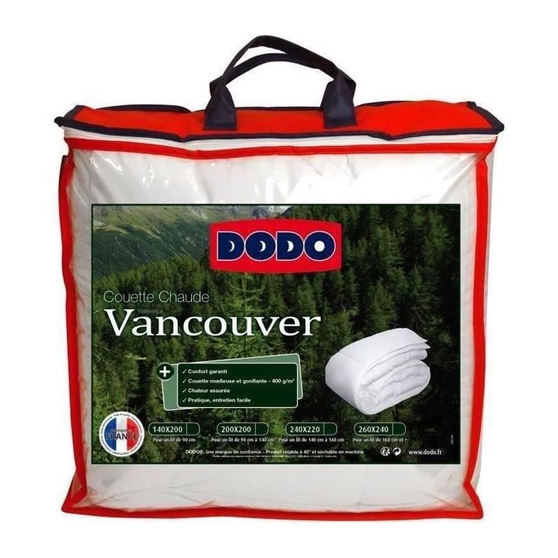 Couette chaude Vancouver - 220 x 240 cm - 400gr/m² - Blanc - DODO