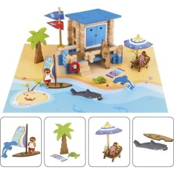 Journée a la Plage 120 Pieces - JEUJURA - Jeu de Construction en Bois Naturel...