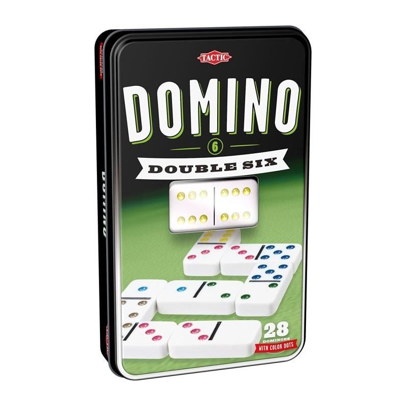 Jeu de dominos TACTIC Double 6 en boîte métal - Garçon et Fille - A