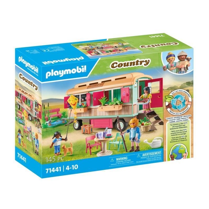 PLAYMOBIL 71441 Roulotte café boutique, Country La vie a la ferme, 145 pieces...