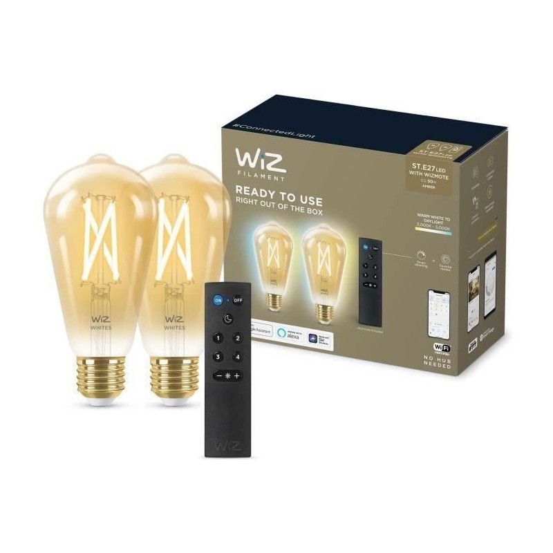 Kit de démarrage WiZ 2 ampoules connectées Edison Blanc variable E27