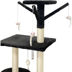 JIPSY Arbre a chat noir 79 x 34 x 138 cm - 3 plateformes, 1 perchoir, 1 niche...