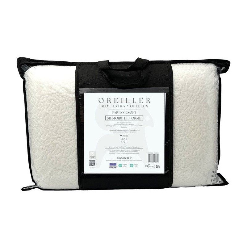 Oreiller mémoire de forme - TOISON D'OR - Paresse Soft - Confort extra souple...