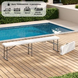 Banc de réception pliable - TERRANOVA - Blanc - Structure en acier et assise ...