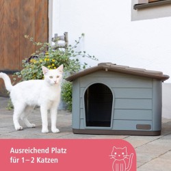 KERBL - Maison extérieure pour chats - 60 x 51 x 41 cm - Gris et marron - Pla...
