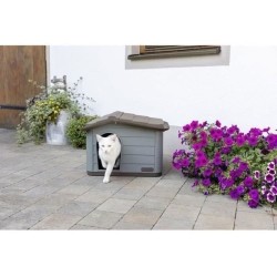 KERBL - Maison extérieure pour chats - 60 x 51 x 41 cm - Gris et marron - Pla...