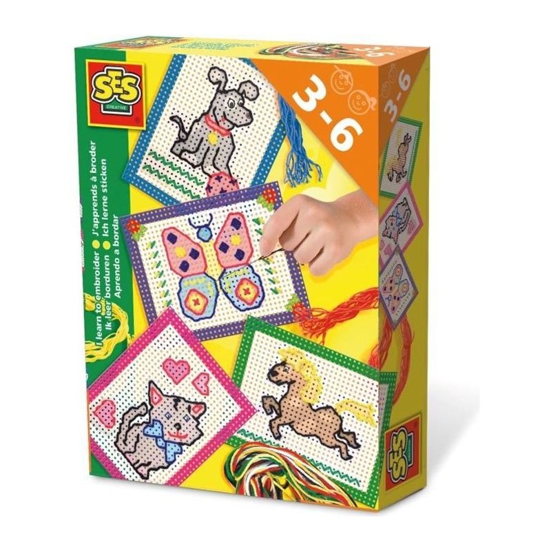 SES CREATIVE - J'apprends a broder - Cartes préimprimées et perforées