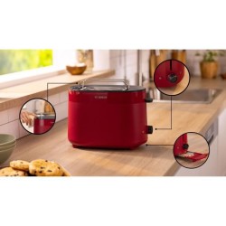 Toaster - BOSCH -  TAT2M124 MyMoment - Rouge - 2 tranches - centrage automati...