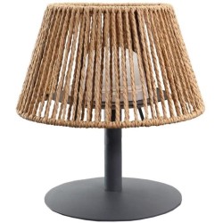 Lampe de table sans fil - LUMISKY - STANDY MINI RAFFY - H22 cm - Raphia natur...