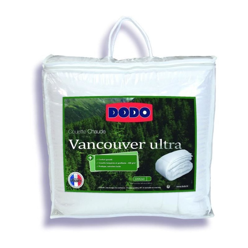 Couette tempérée Vancouver Ultra - 220 x 240 cm - 300gr/m² - Blanc - DODO