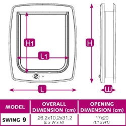 FERPLAST Chatiere plastique Swing - 26,2 x 10,2 x 31,2 cm - Marron - Pour gra...